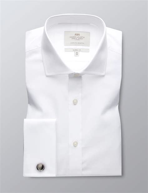 Shirt with French Cuffs White Cotton and Silk Poplin 